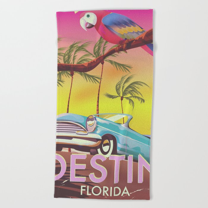 Destin Florida USA vintage style travel poster Beach Towel