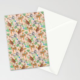 Tiger Cubs and Flowers (Beige) Stationery Card
