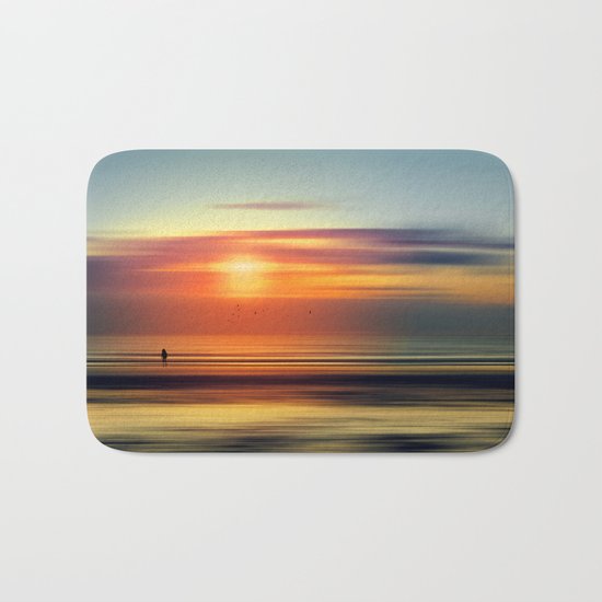Bright Red - seascape sunset abstract Bath Mat