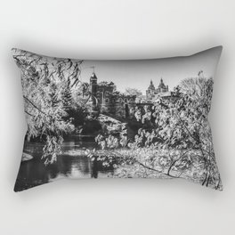 Belvedere Castle during Fall in Central Park in New York City black and white Rectangular Pillow