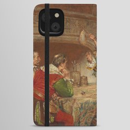 Merry Dinner Party with Court Jester -  Edgar Bundy 1890 iPhone Wallet Case