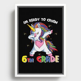 Ready To Crush 6th Grade Dabbing Unicorn Framed Canvas