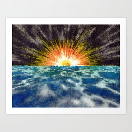 Sunset Over Water Art Print