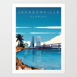 Florida souvenir Jacksonville FL art print for bathroom schematic Jacksonville skyline Jacksonville Florida poster present for visitors
