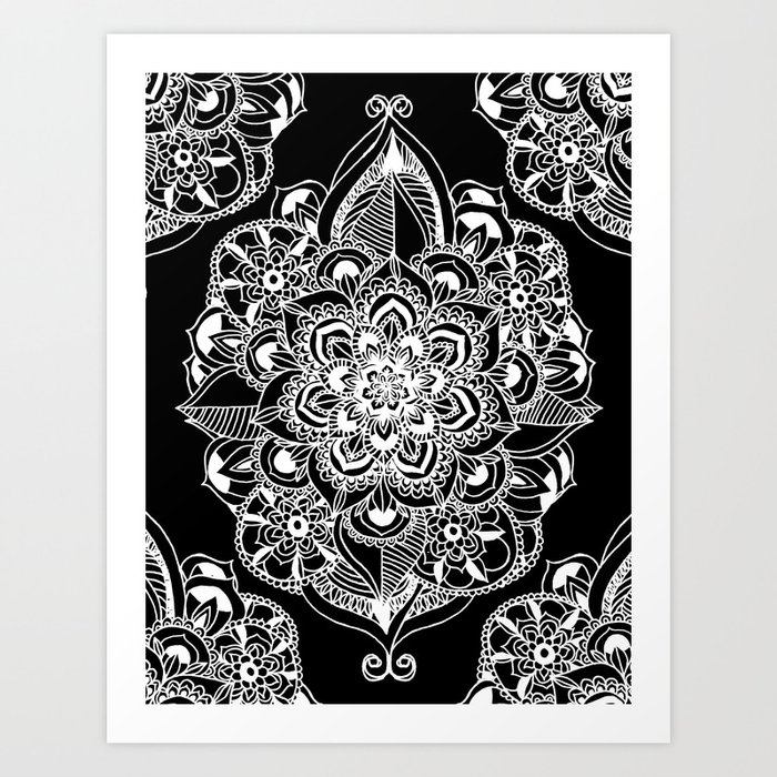 Black White Art Deco Mandala Print By Tangerinetane Society6 Black White Art Deco Mandala Print