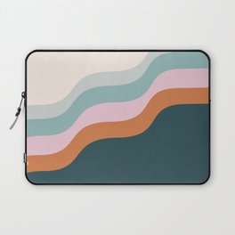 Abstract Diagonal Waves in Teal, Terracotta, and Pink Laptop Sleeve