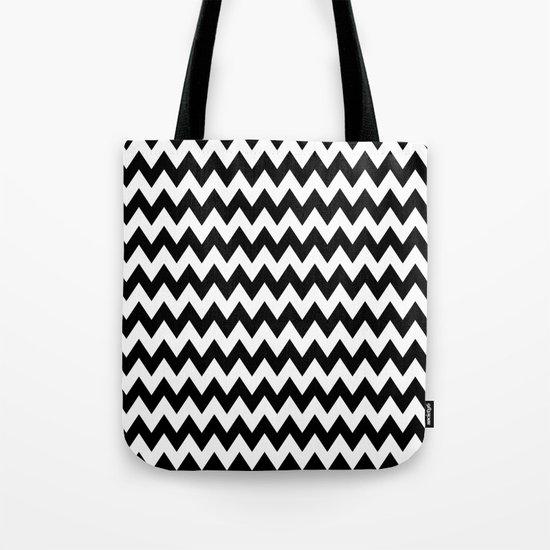 Black White Chevron Tote Bag