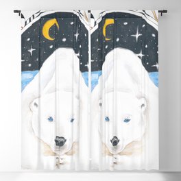 Polar Bear King Of North Watercolor Blackout Curtain