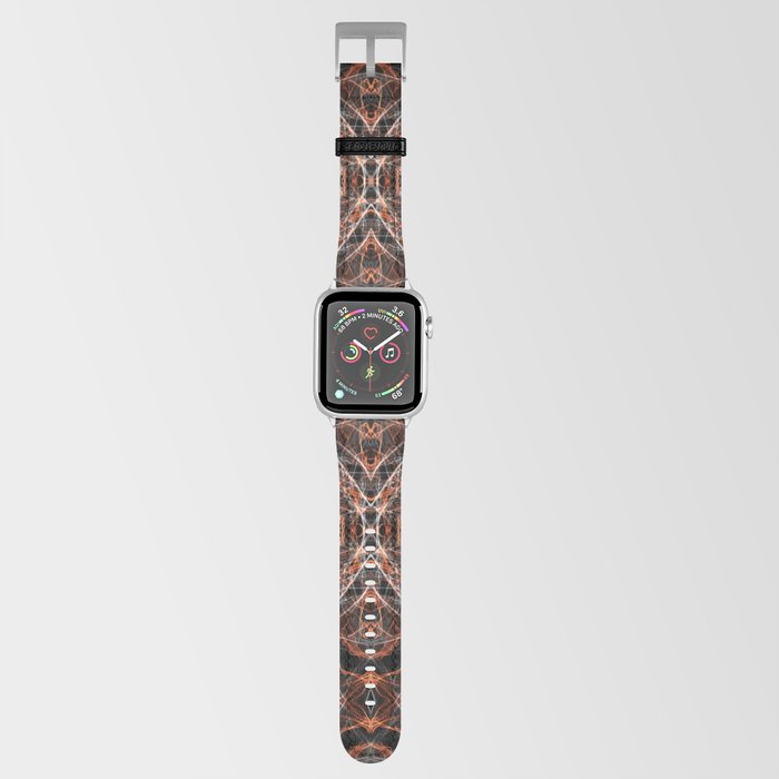 Liquid Light Series 56 ~ Orange & Grey Abstract Fractal Pattern Apple Watch Band