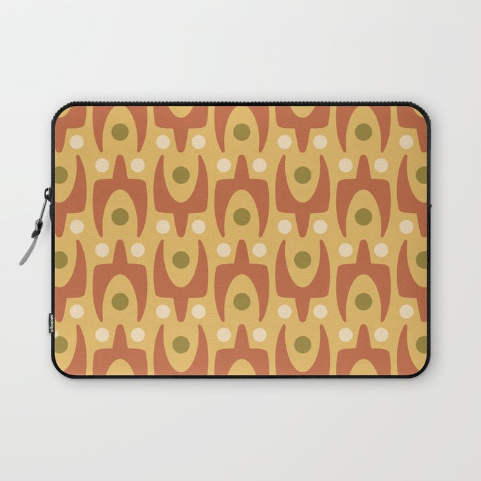 Mid Century Modern Abstract Pattern 750 Brown Green and Yellow Laptop Sleeve