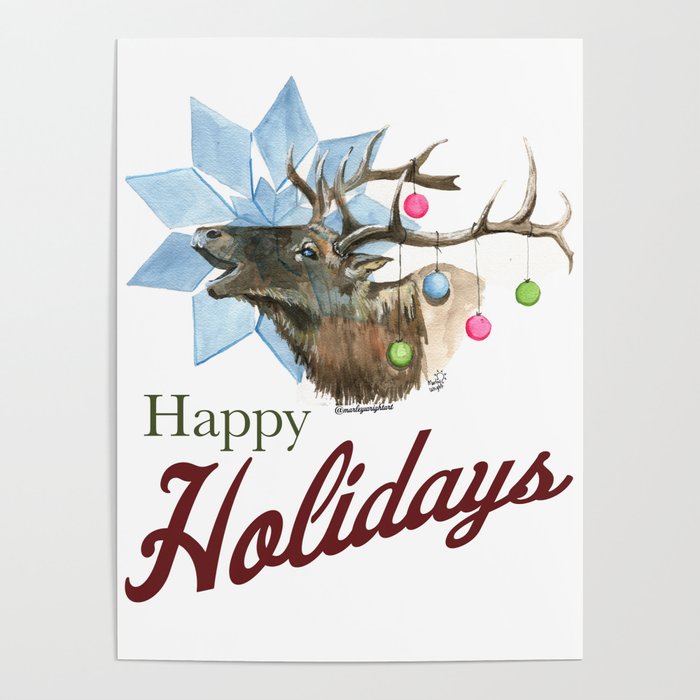 Christmas Elk Animandala Poster