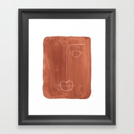 Terracotta boho face Framed Art Print