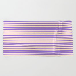 [ Thumbnail: Bisque & Purple Colored Lines/Stripes Pattern Beach Towel ]