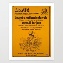 retro aspic journee nationale du velo Art Print | Graphicdesign, Nationale, Vintage, Suisse, Poster, Svizerra, Schweiz, Deko, Du, Geneva 