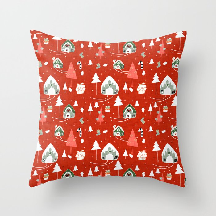 gingerbread house red #Christmas #Holiday Throw Pillow by BruxaMagica ...