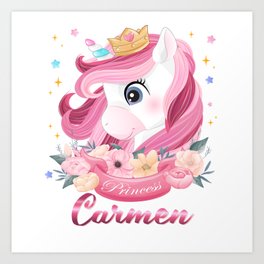 Carmen Name Unicorn, Birthday Gift for Unicorn Princess Art Print | Unicornface, Giftforgirls, Wreathrosepink, Cuteunicorn, Carmenname, Carmenthings, Giftforgirl, Doingcarmen, Carmenbirthday, Graphicdesign 