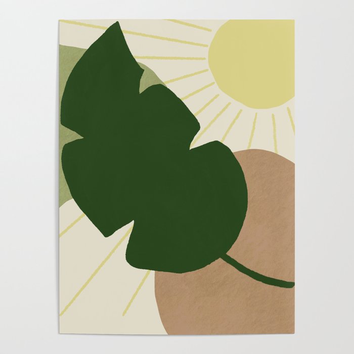 Abstract Boho Leaf Poster
