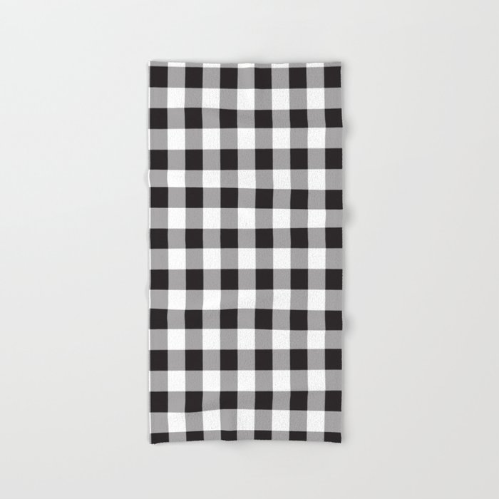 Black Buffalo Plaid Pattern Hand & Bath Towel by Beautiful Cuteness