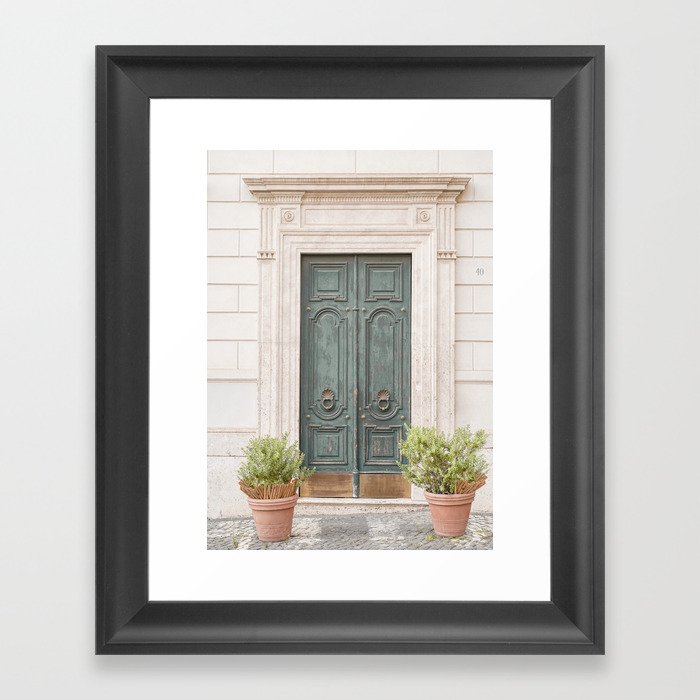 Vintage Door In Rome City Photo | Baroque Street Architecture Art Print | Italy Travel Photography Framed Art Print