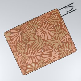 Liquid Leaves modern minimalistic Matisse Pattern rust clay terracotta Picnic Blanket
