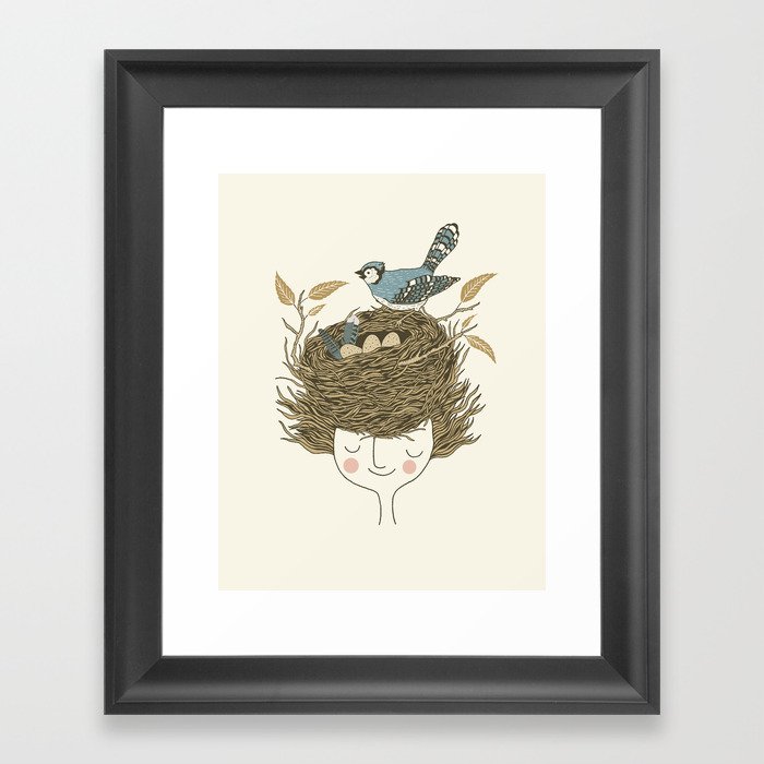 Bird Hair Day Framed Art Print