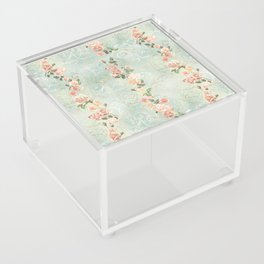 seamless, pattern, with delicate roses and monograms, shabby chic, retro. Acrylic Box