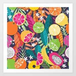 Tropical fruit pattern 03 Art Print