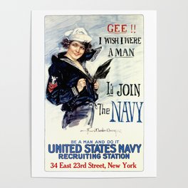 Vintage U.S. Navy Recruitment Poster Poster