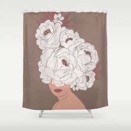 Woman with Peonies Shower Curtain