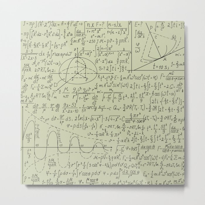 Math Formula Print On Gray Background Pattern Metal Print
