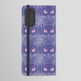 Retro Periwinkle Cat Silhouettes Hot Pink Eyes Android Wallet Case