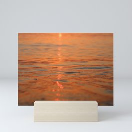 Abstract Orange Ocean Waves Sunset Mini Art Print