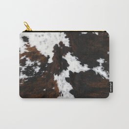 White and brown cow skin cowhide fur Carry-All Pouch | Bovine, Hide, Striped, Stripe, Black, Contemporary, Fauxfur, Calf, Cattle, Animalskin 