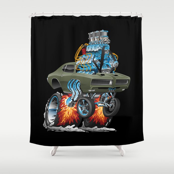Classic American Muscle Car Hot Rod, Muscle Car Shower Curtain
