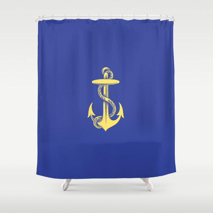 Modern Royal Blue Sunshine Yellow Nautical Anchor Shower Curtain By Modern Royal Blue Sunshine Yellow Nautical Anchor Shower Curtain By Pink Water Society6