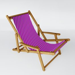 [ Thumbnail: Fuchsia, Purple & Grey Colored Lines Pattern Sling Chair ]