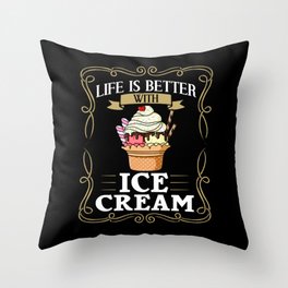 Ice Cream Roll Maker Truck Recipes Throw Pillow