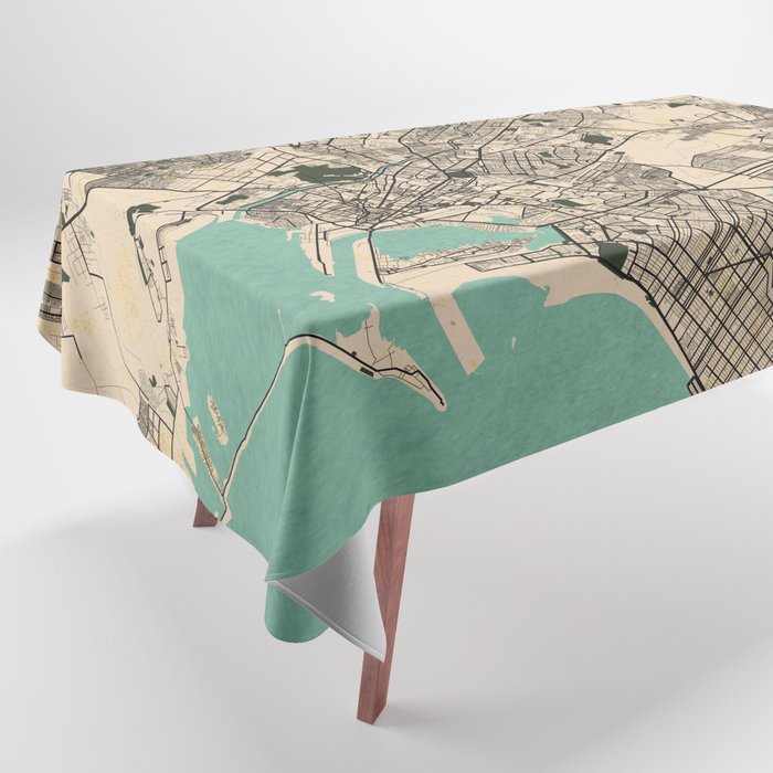 Karachi City Map of Sindh, Pakistan Vintage Tablecloth by deMAP Studio Society6