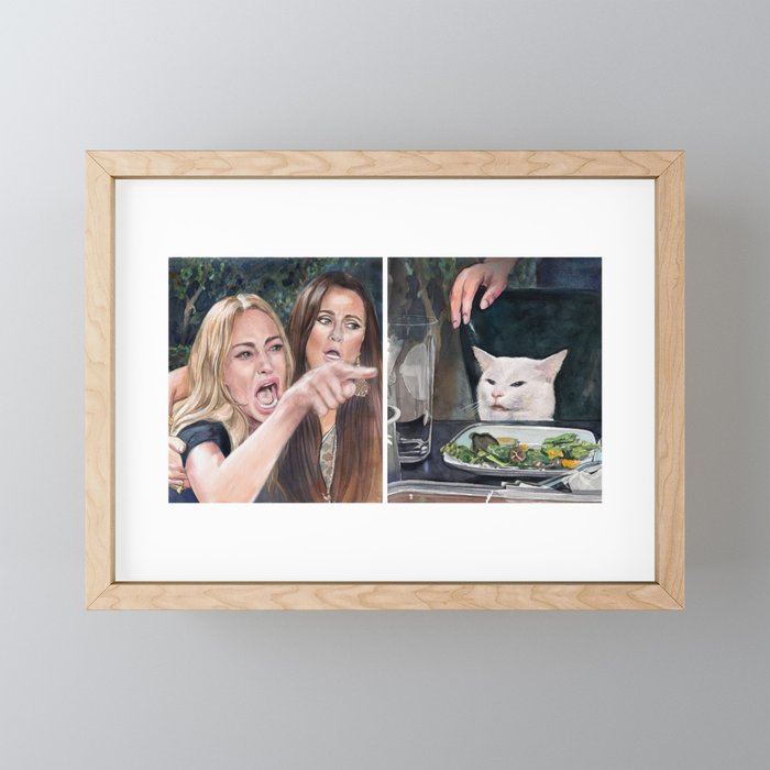 Woman Yelling At Cat Meme 3 Framed Mini Art Print By Fablica Society6