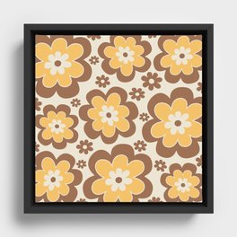 Colorful Retro Flower Pattern 601 Framed Canvas