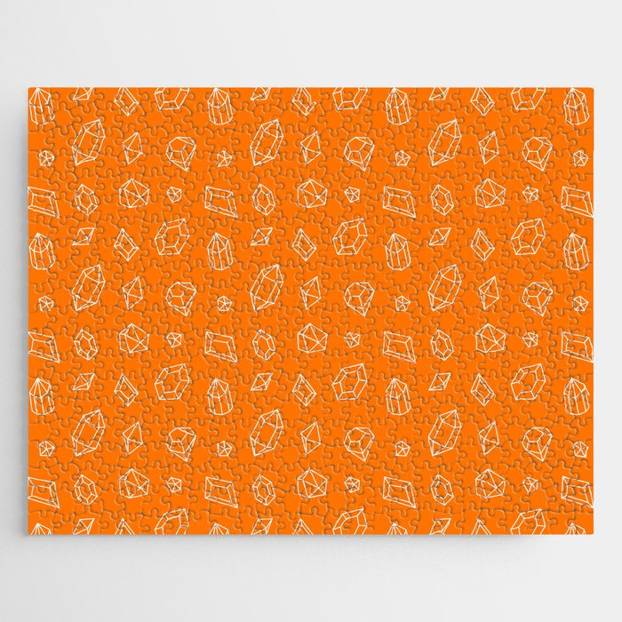 Orange and White Gems Pattern Jigsaw Puzzle