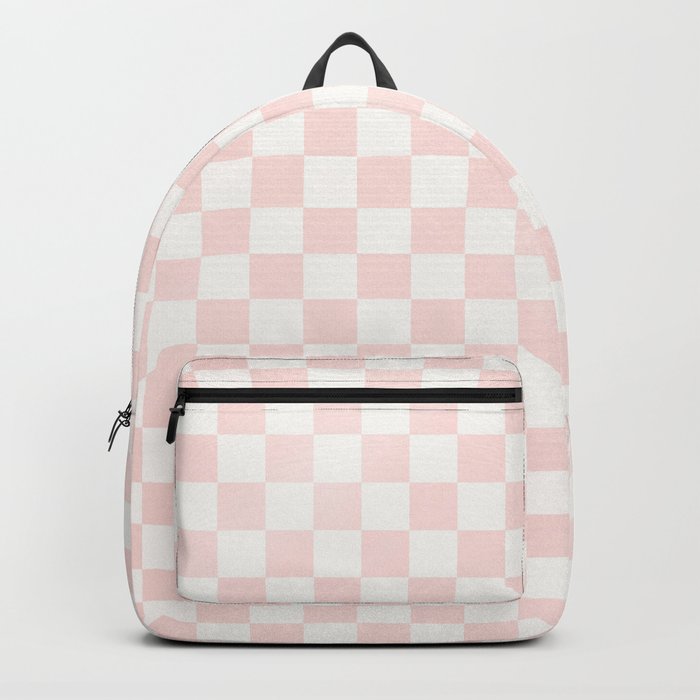 Blush Pink Coral Checkered Grid Line Drawing Backpack by Beautiful Homes  USA