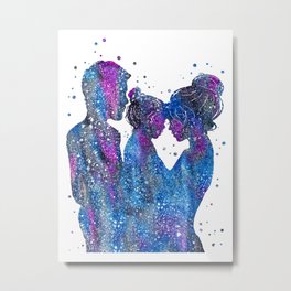 Family Metal Print | Parent, Motherwithdaughter, Loveart, Family, Motheranddaughter, Painting, Watercolor, Parentlove, Momanddaughter 