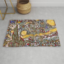 Van Gogh The Starry Night Stained Glass Area & Throw Rug