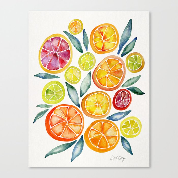 Sliced Citrus Watercolor Canvas Print