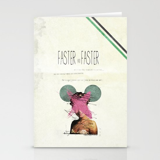 Faster & Faster | Collage Stationery Cards