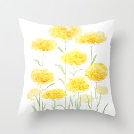 abstract yellow common yarrow flowers watercolor  Throw Pillow