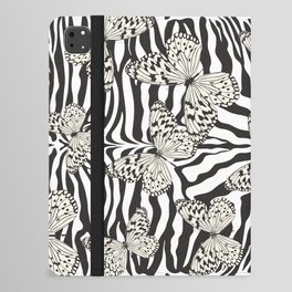 Seamless vintage multicolor butterflies pattern. Butterfly on zebra design. Trendy animal motif wallpaper. Fashionable background iPad Folio Case