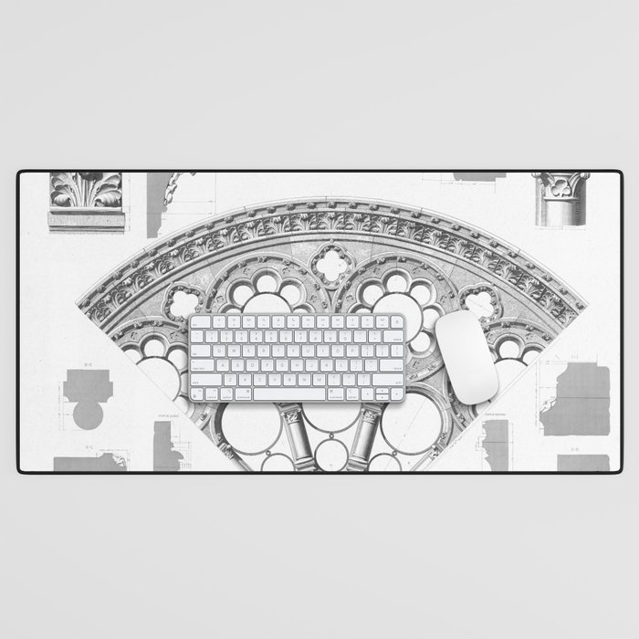 Notre Dame Rose Window Facade Architecture Desk Mat