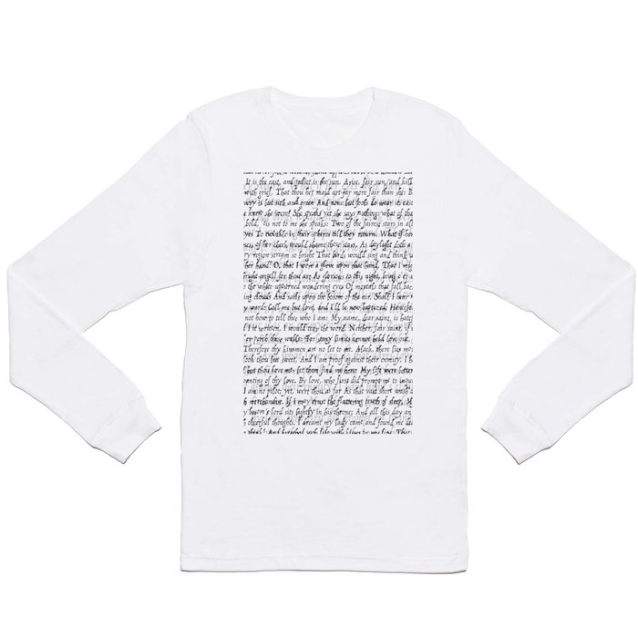 Love Letter Shakespeare Romeo & Juliet Pattern Long Sleeve T Shirt